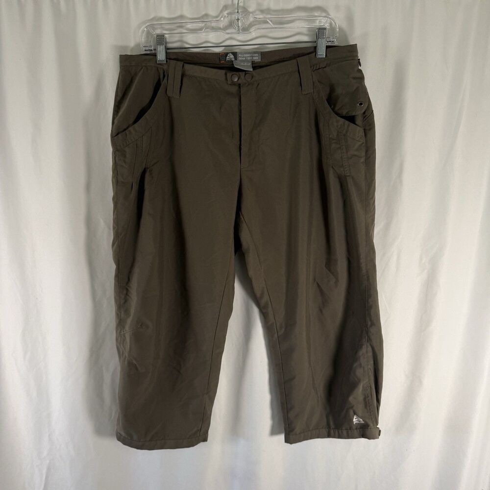 Nike ACG Hiking Capri Women's 14 Green Flat Front Snap Zip 21" Inseam